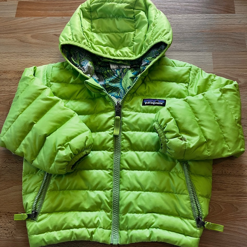 Patagonia Kids Lime Green Puffer Coat